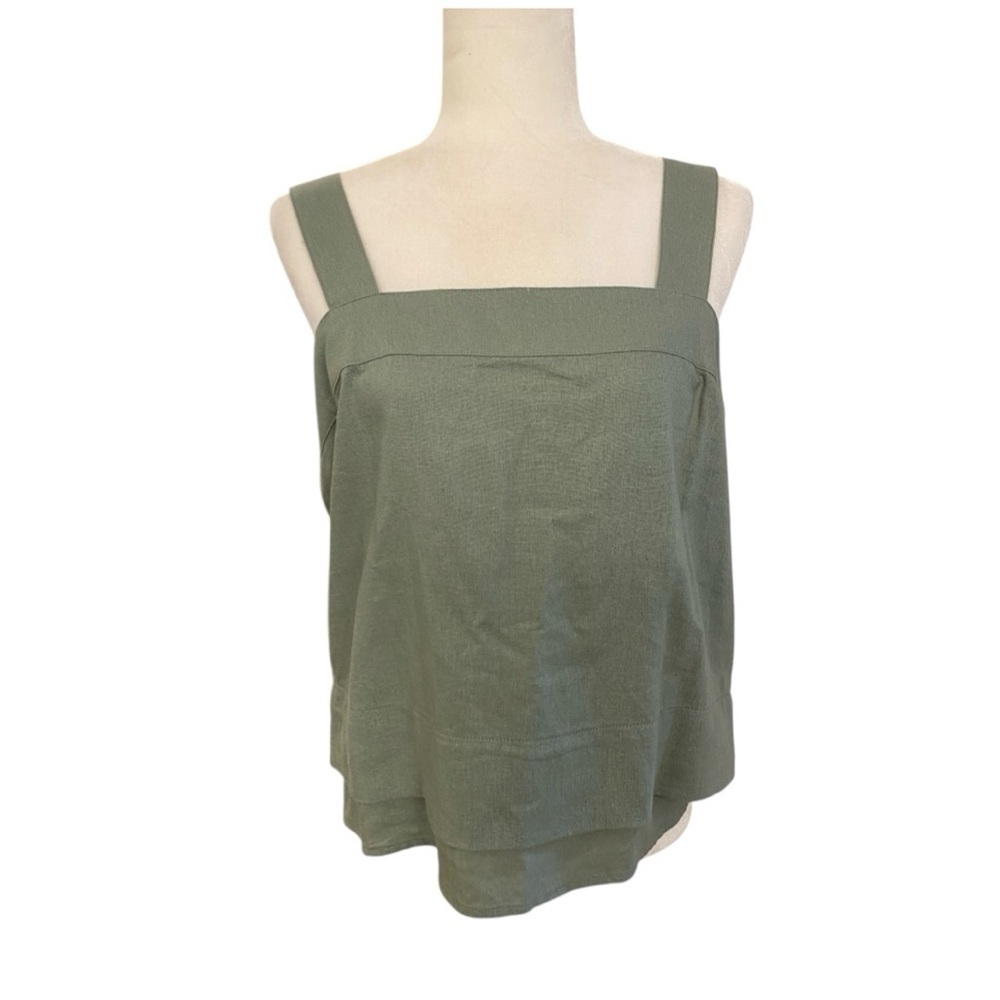 DKNY Pure Linen Blend Aloe Green Tank Top